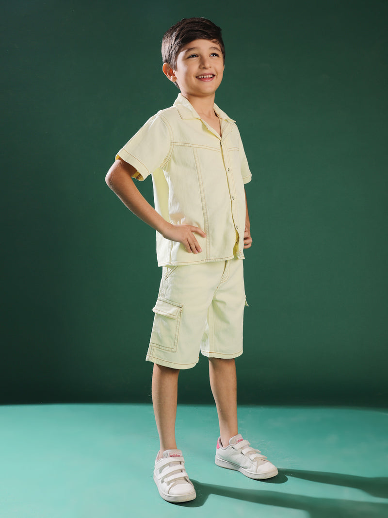 Boys Yellow Washed Cotton Co-ords Set