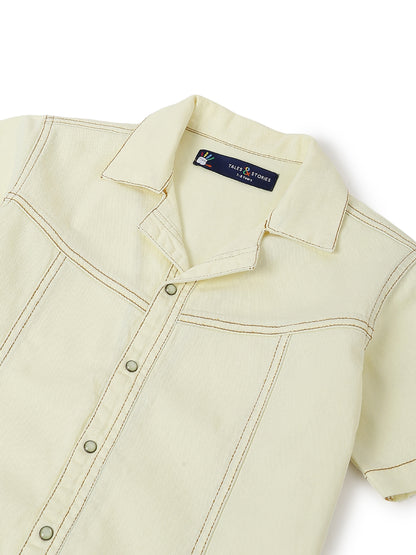 Boys Yellow Washed Cotton Co-ords Set