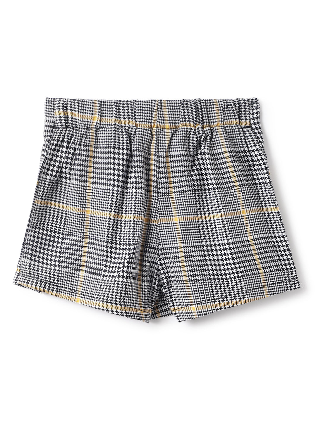 Girls Black Cotton Checks Crapped Shirt & Skort Co-Ord Set