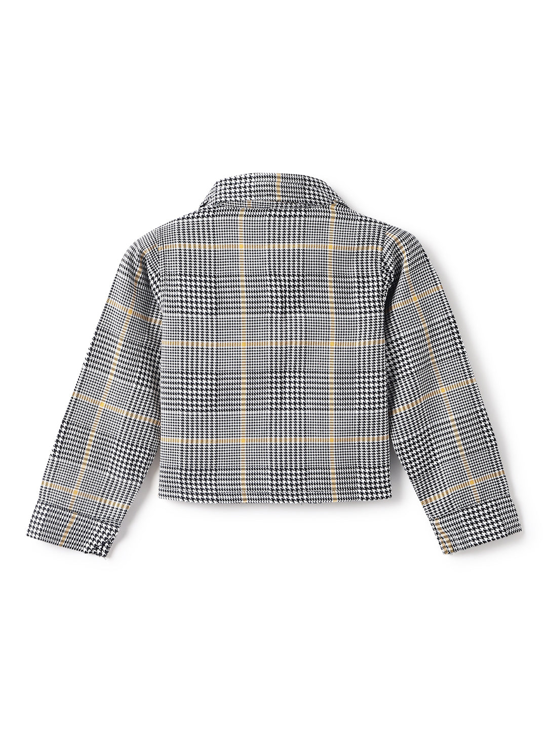 Girls Black Cotton Checks Crapped Shirt & Skort Co-Ord Set