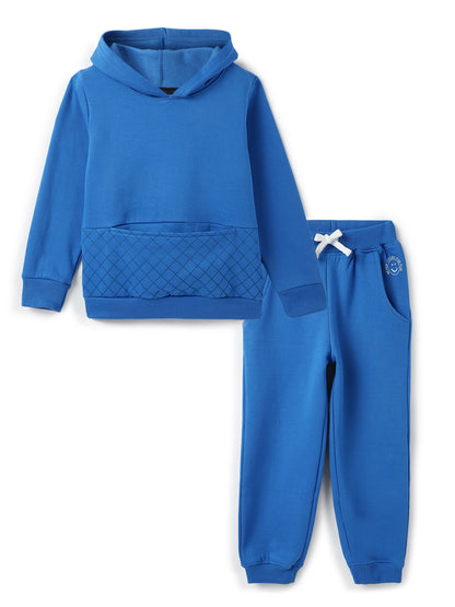 Unisex Royal Blue Cotton Poly Checks Lounge Set