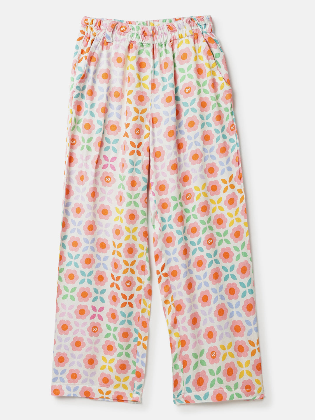 Girls Multi Color Viscose Floral Print Co-ords Set