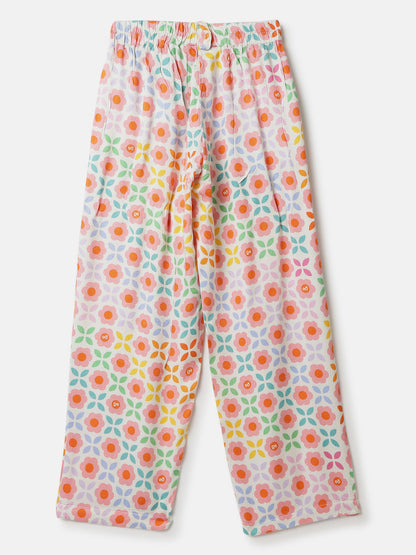 Girls Multi Color Viscose Floral Print Co-ords Set