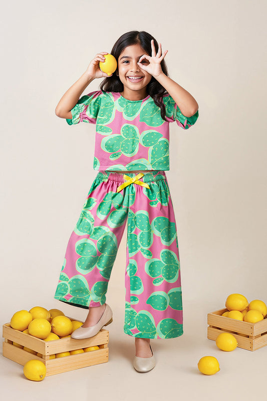 Girls Multi Color Viscose Printed Co-ords Set