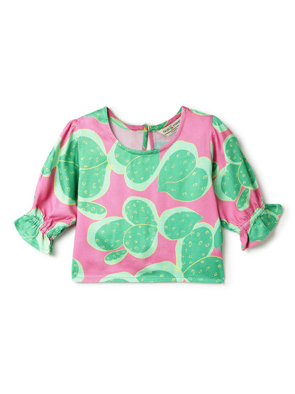 Girls Multi Color Viscose Printed Co-ords Set