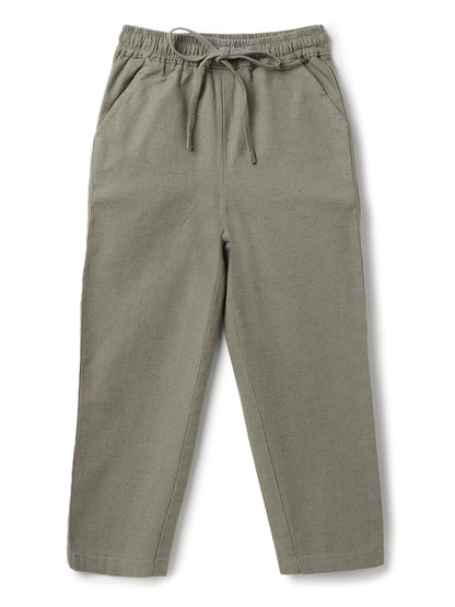 Boys Cotton Linen Olive Shirt & Trouser Co-Ord Set