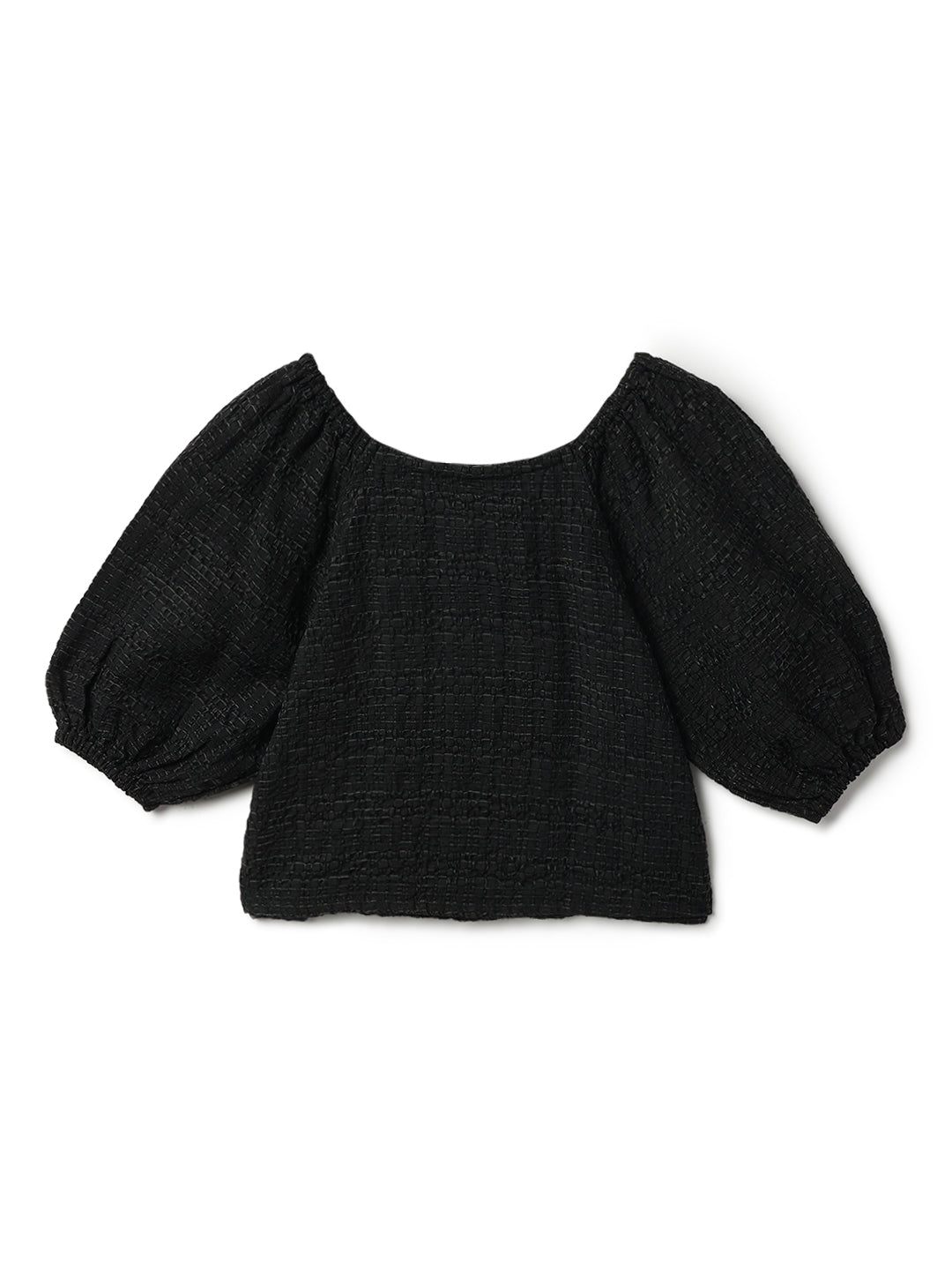 Girls Black Solid Top & Palazzo Co-ord Set