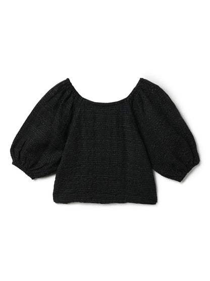 Girls Black Solid Top & Palazzo Co-ord Set