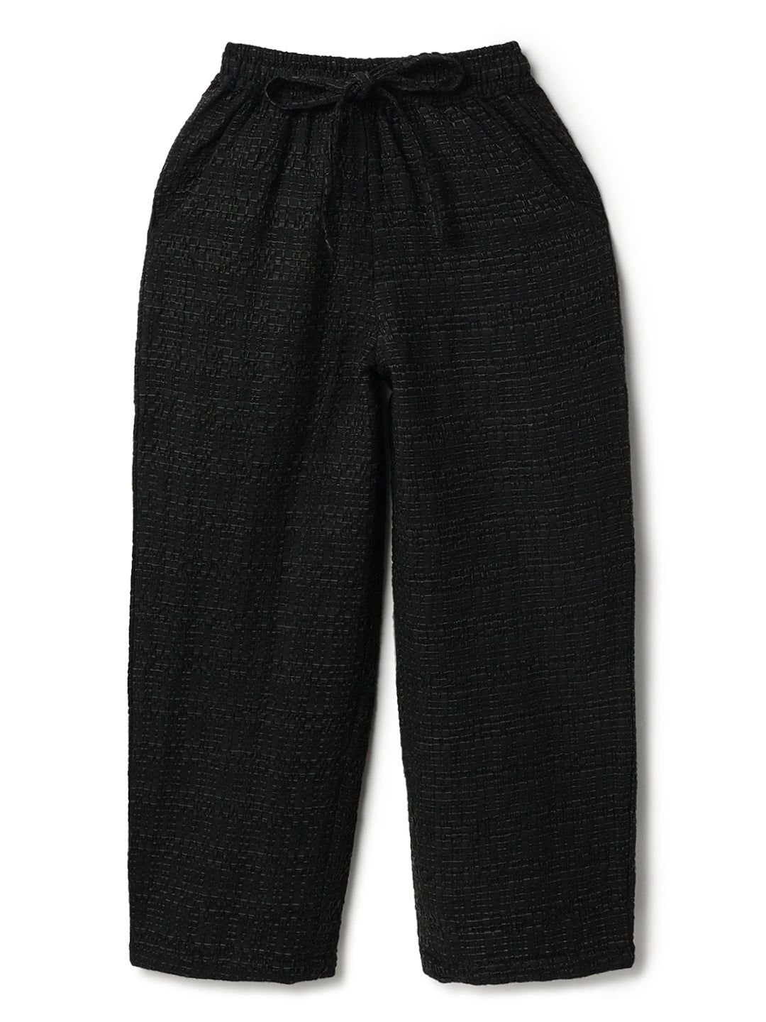 Girls Black Solid Top & Palazzo Co-ord Set