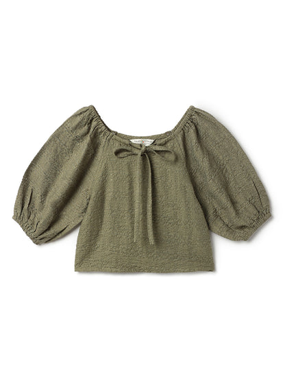 Girls Olive Green Solid Top & Palazzo Co-Ord Set