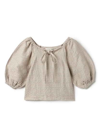 Girls Beige Solid Top & Palazzo Co-ord Set