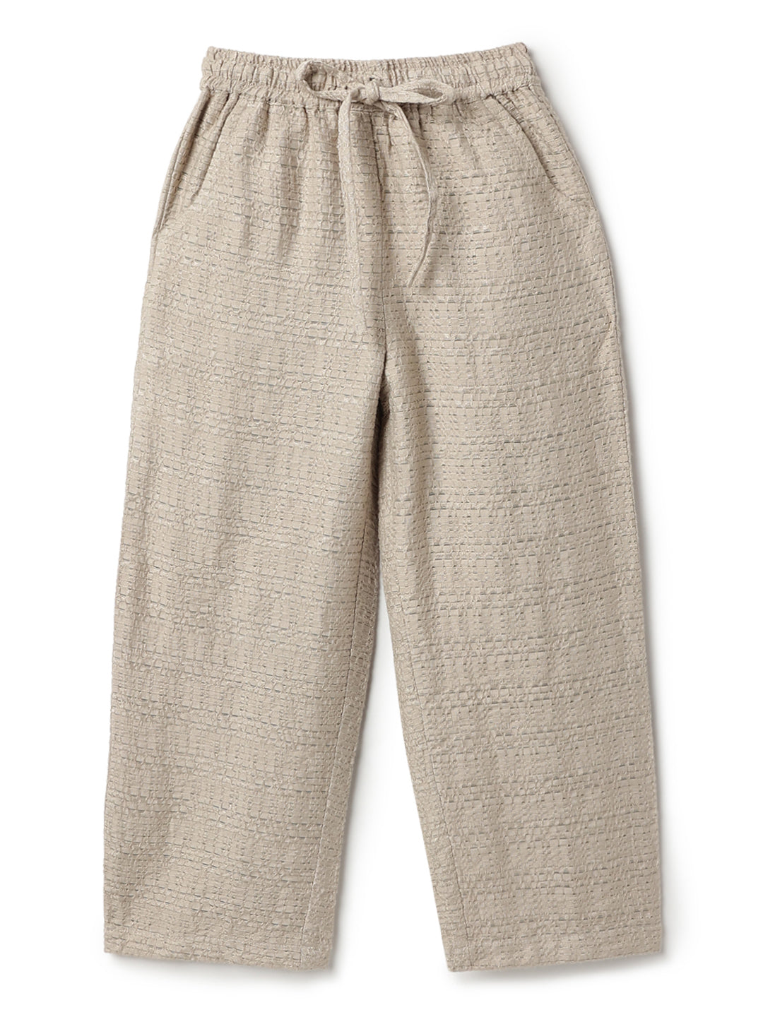 Girls Beige Solid Top & Palazzo Co-ord Set