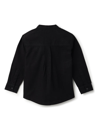 Boys & Girls Cotton Linen Black Shirt &  Trouser Co-Ord Set