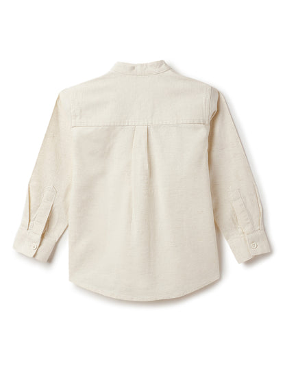 Boys & Girls Cotton Linen Beige Shirt & Trouser Co-Ord Set