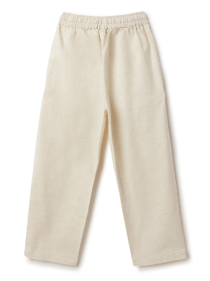Boys & Girls Cotton Linen Beige Shirt & Trouser Co-Ord Set