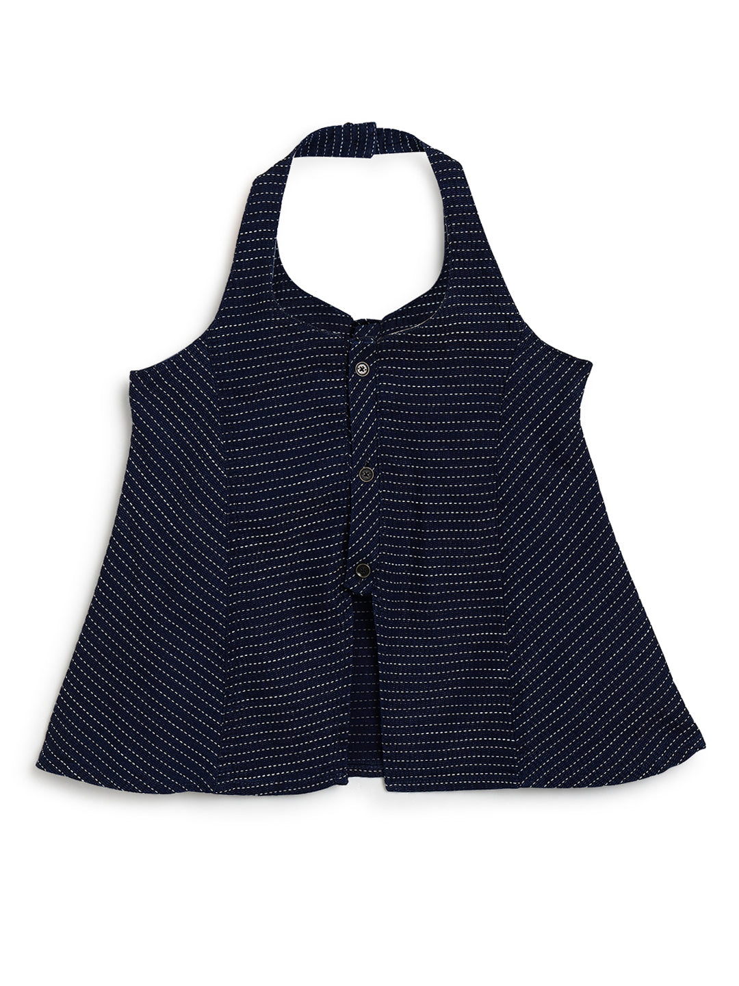 Girls Blue Denim Top & Bell Bottom Pant Co Ord Set
