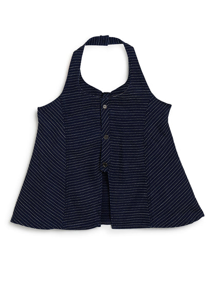 Girls Blue Denim Top & Bell Bottom Pant Co Ord Set