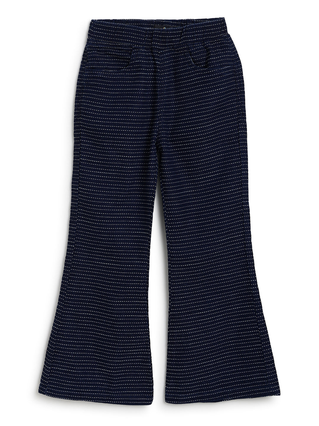 Girls Blue Denim Top & Bell Bottom Pant Co Ord Set