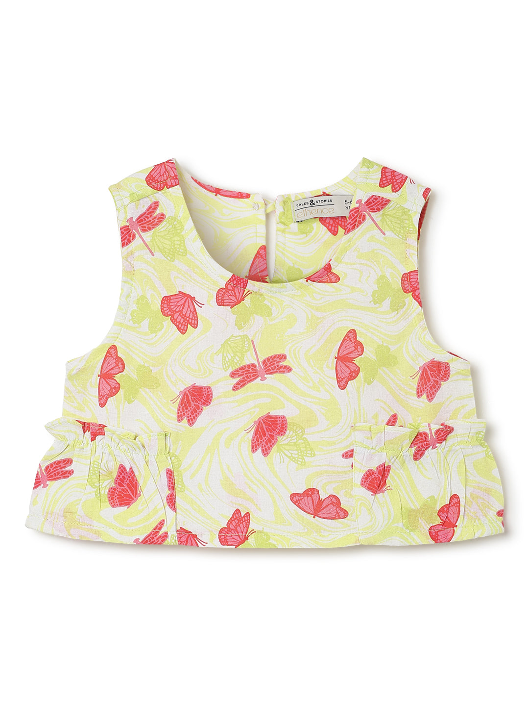 Girls Yellow Printed Top & Palazzo Co-ords Set