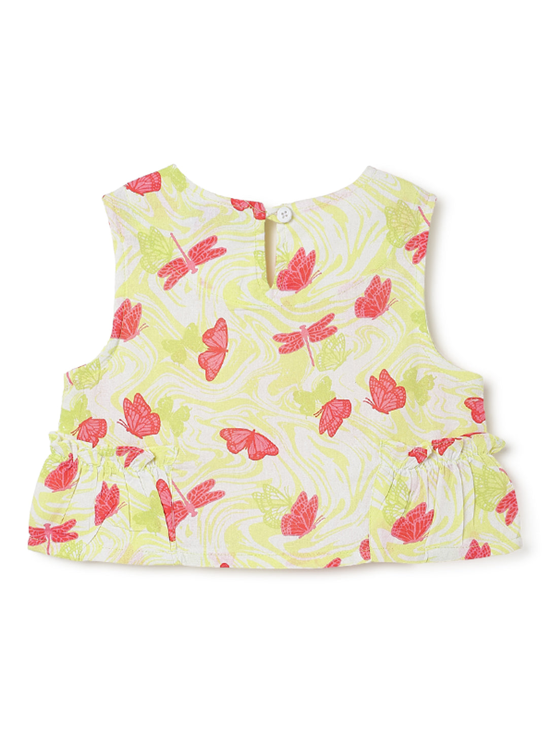 Girls Yellow Printed Top & Palazzo Co-ords Set