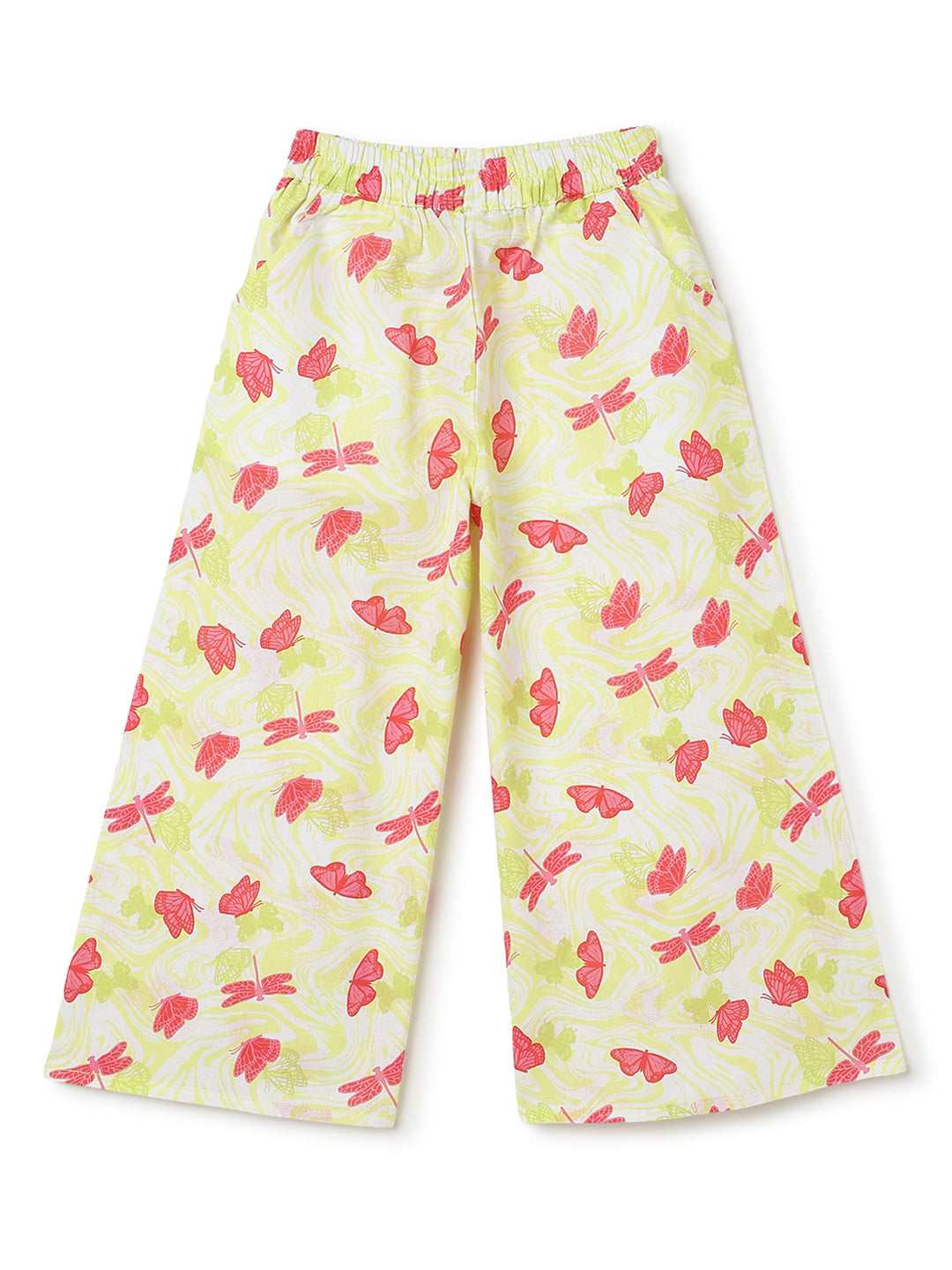 Girls Yellow Printed Top & Palazzo Co-ords Set
