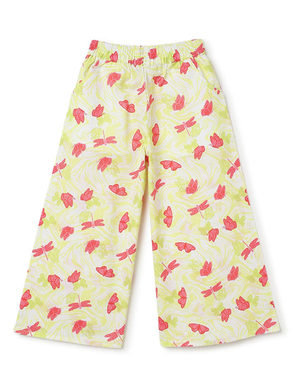 Girls Yellow Printed Top & Palazzo Co-ords Set