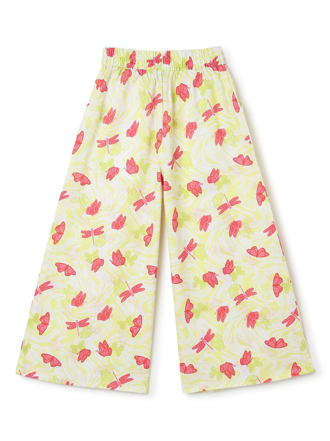Girls Yellow Printed Top & Palazzo Co-ords Set
