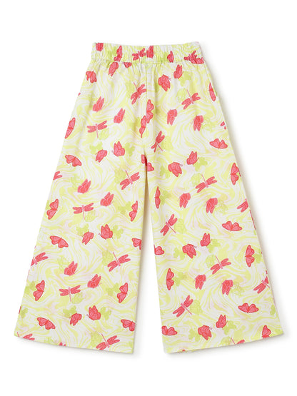 Girls Yellow Printed Top & Palazzo Co-ords Set