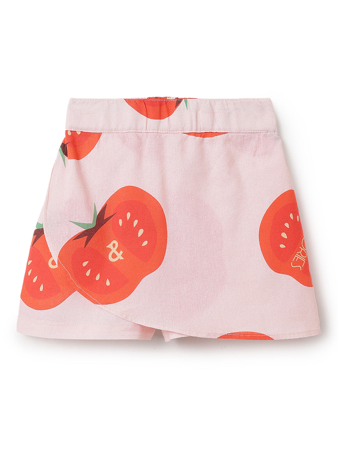 Girls Red & Pink Printed Top & Skort Co-Ord Set