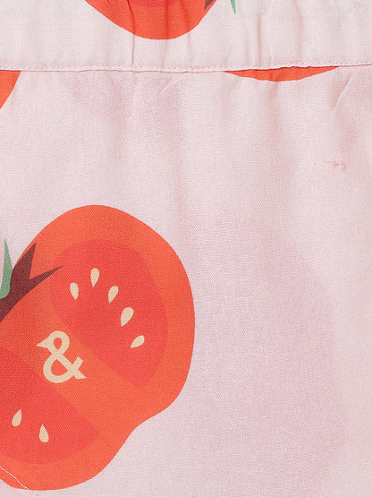 Girls Red & Pink Printed Top & Skort Co-Ord Set