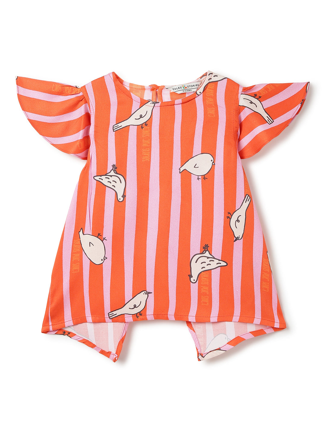 Girls Pink Orange Printed Top Shorts Co-Ord Set