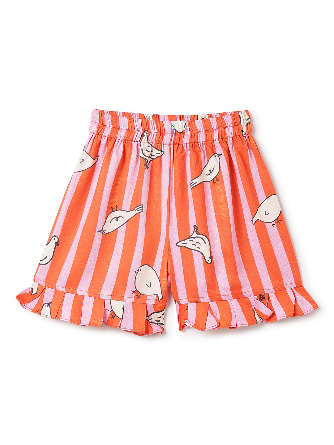 Girls Pink Orange Printed Top Shorts Co-Ord Set
