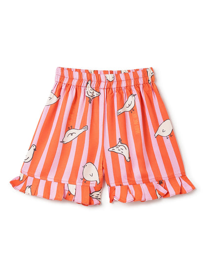 Girls Pink Orange Printed Top Shorts Co-Ord Set