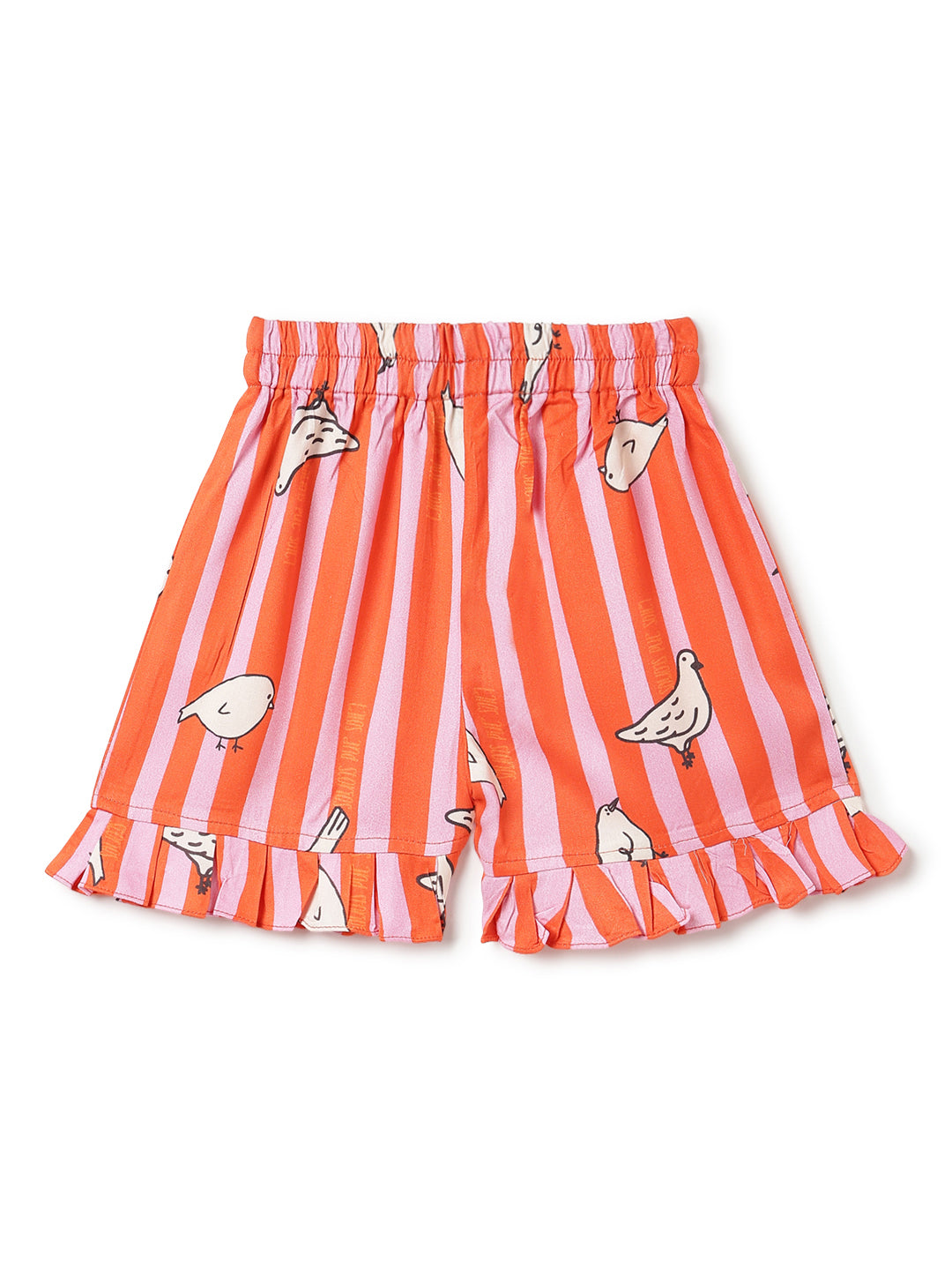 Girls Pink Orange Printed Top Shorts Co-Ord Set