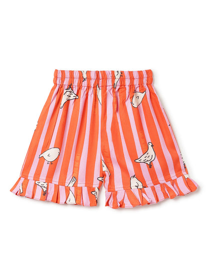 Girls Pink Orange Printed Top Shorts Co-Ord Set