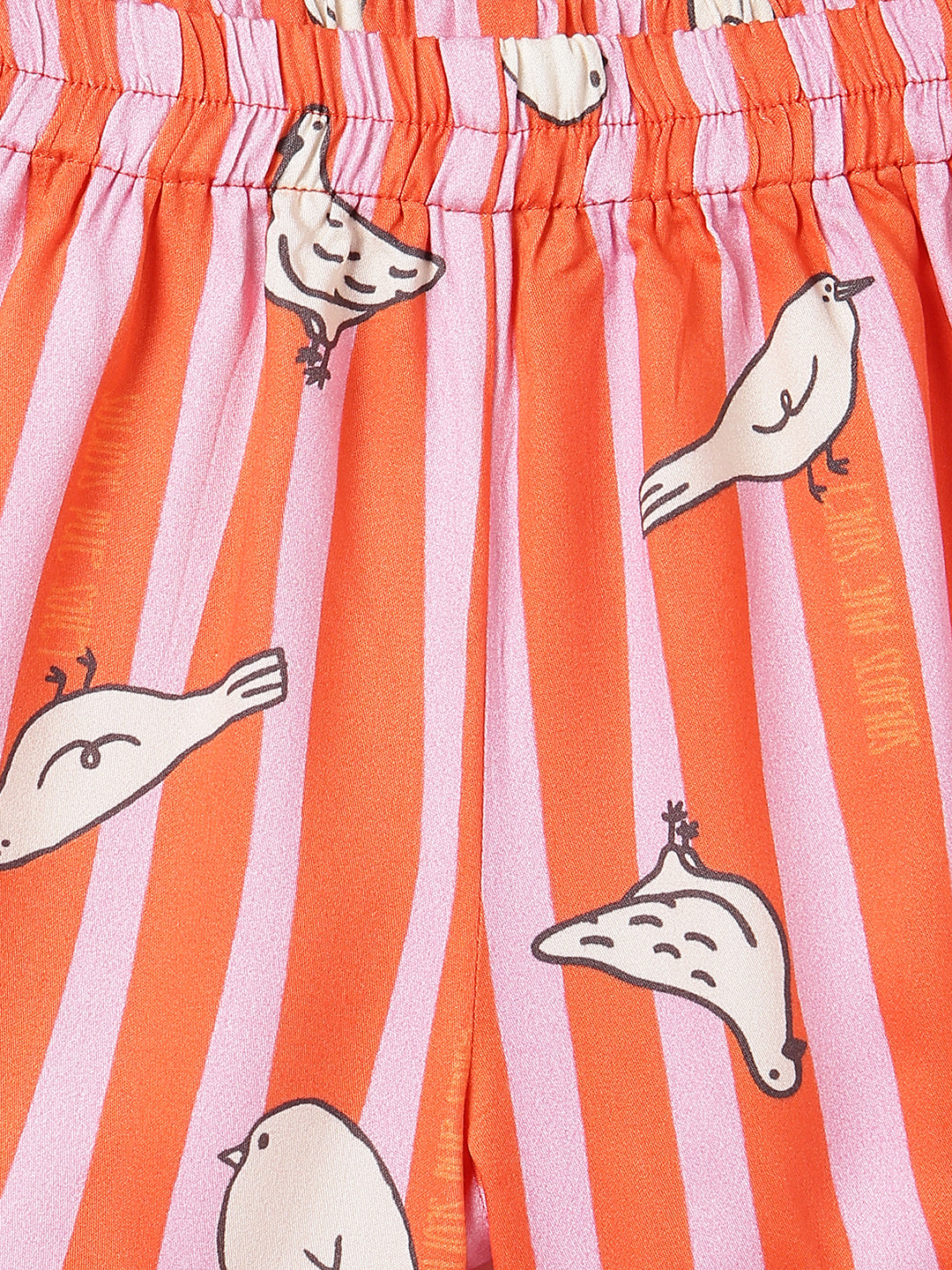 Girls Pink Orange Printed Top Shorts Co-Ord Set