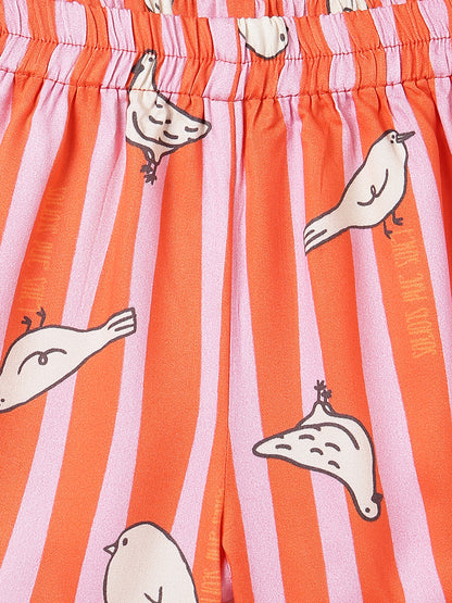 Girls Pink Orange Printed Top Shorts Co-Ord Set