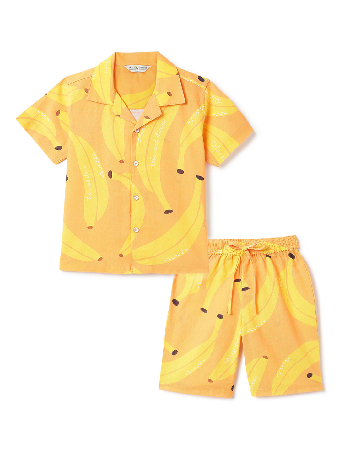 Boys Cotton Printed Oversized Shirt & Shorts Co-ord Set