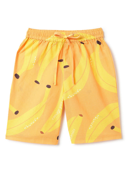 Boys Cotton Printed Oversized Shirt & Shorts Co-ord Set