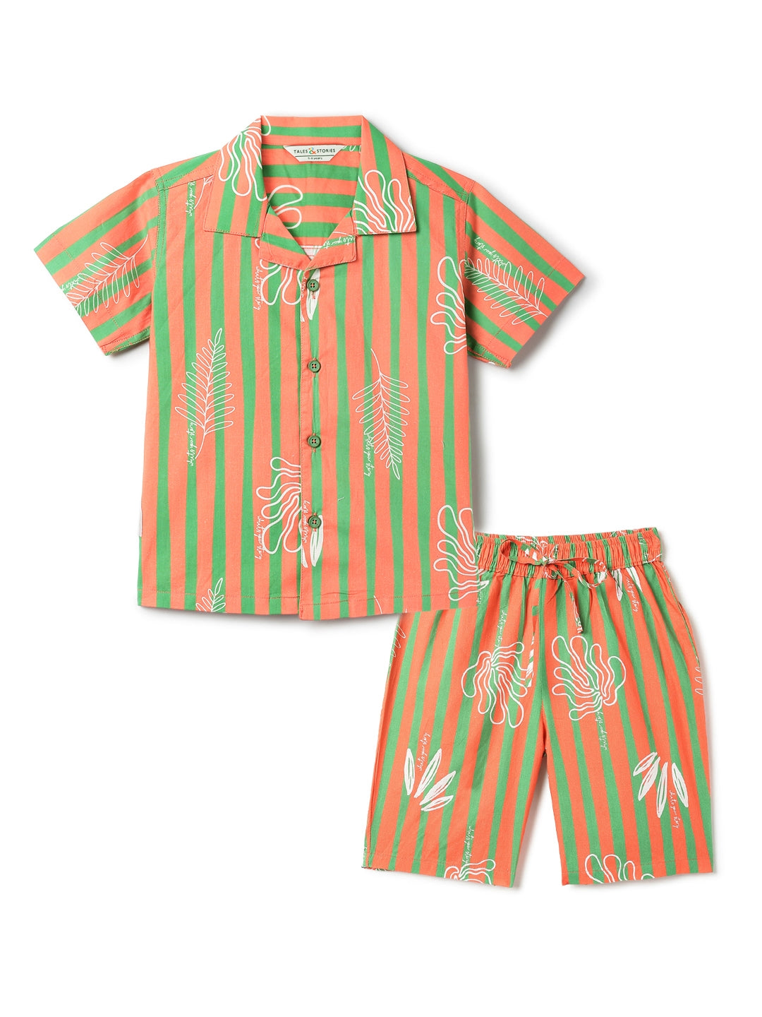Boys Cotton Striped Oversized Shirt & Shorts Co-ord Set