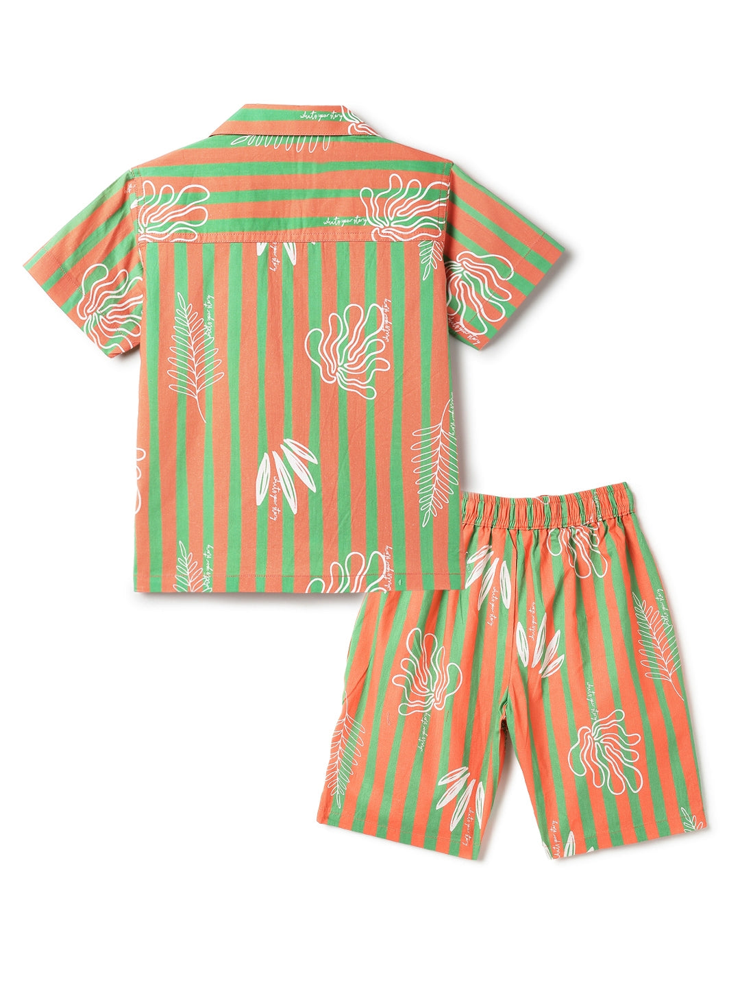 Boys Cotton Striped Oversized Shirt & Shorts Co-ord Set
