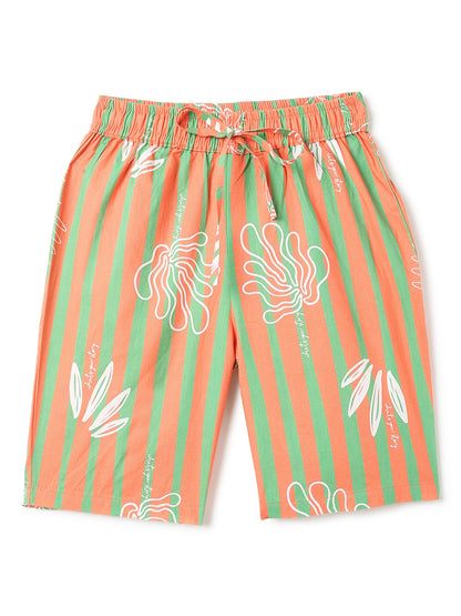 Boys Cotton Striped Oversized Shirt & Shorts Co-ord Set