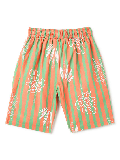 Boys Cotton Striped Oversized Shirt & Shorts Co-ord Set