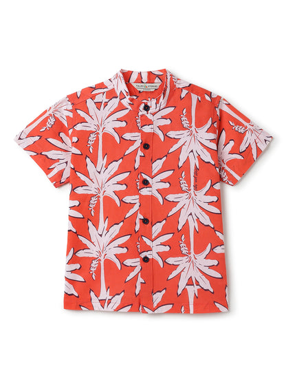 Boys Cotton Floral Printed Shirt & Shorts Co-ord Set