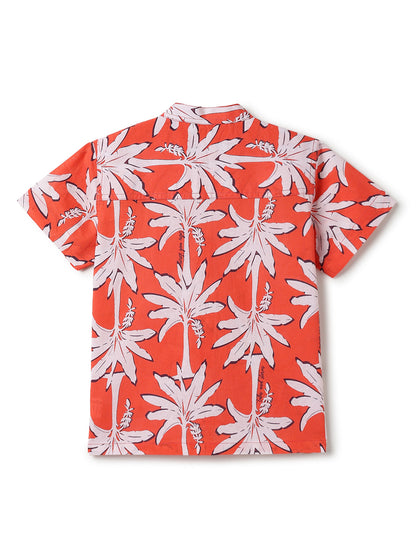 Boys Cotton Floral Printed Shirt & Shorts Co-ord Set