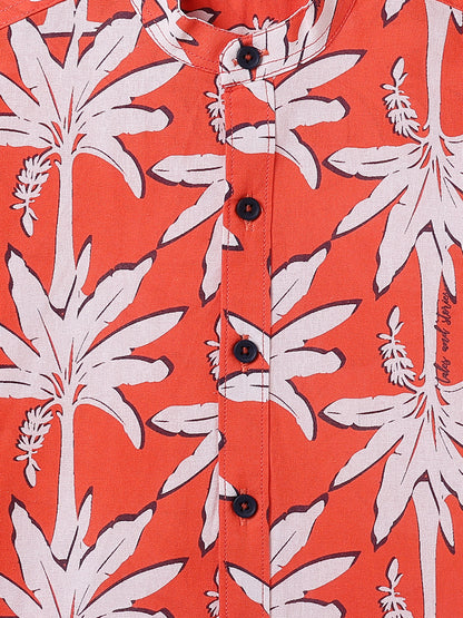 Boys Cotton Floral Printed Shirt & Shorts Co-ord Set