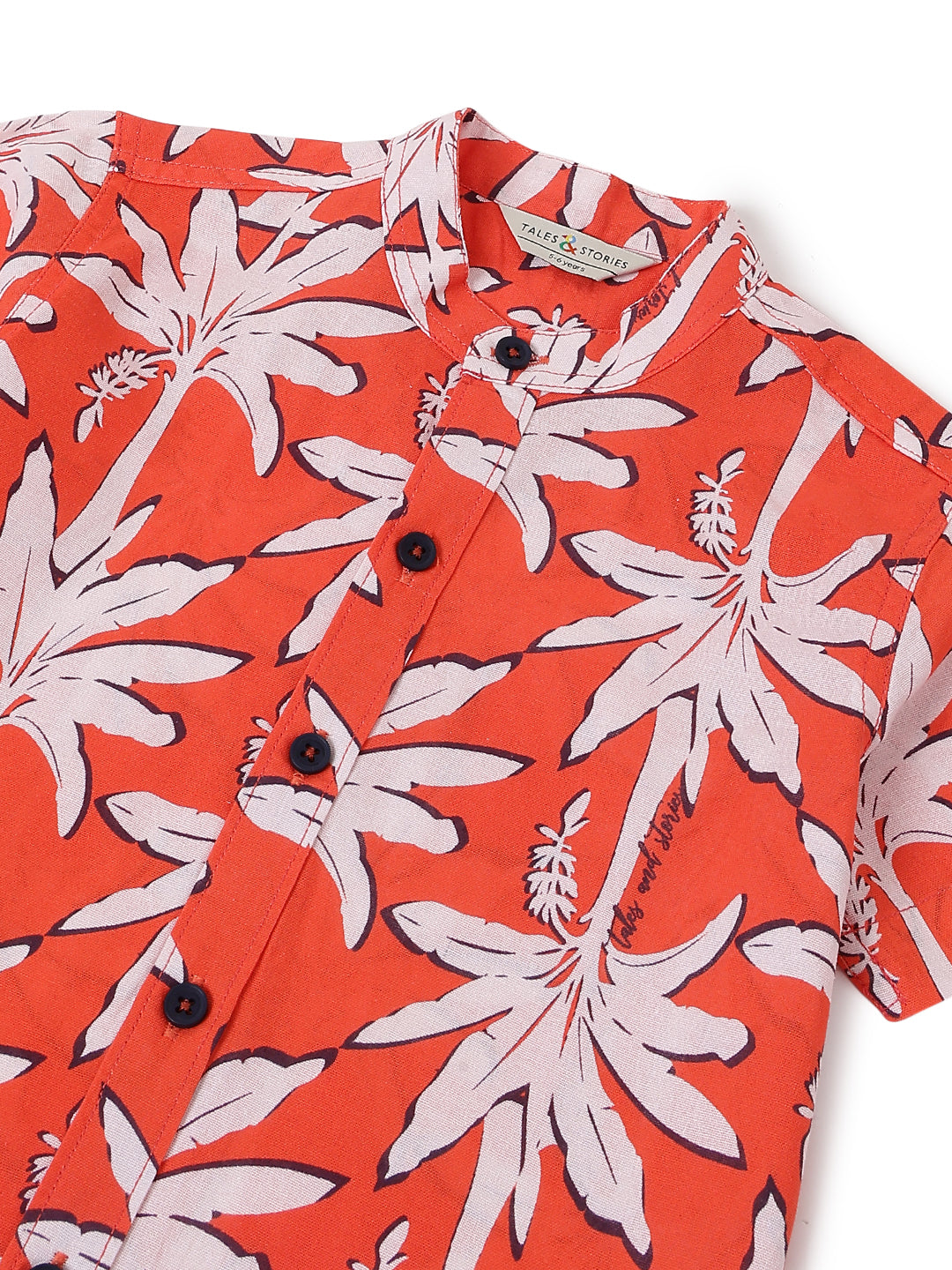 Boys Cotton Floral Printed Shirt & Shorts Co-ord Set