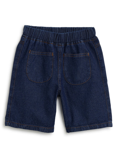 Boys Dark Blue Denim Oversized Shirt & Shorts Co-Ord Set