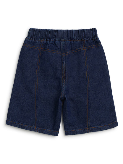 Boys Dark Blue Denim Oversized Shirt & Shorts Co-Ord Set