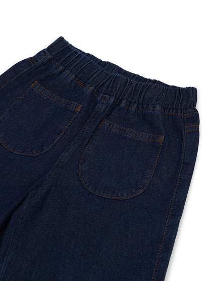 Boys Dark Blue Denim Oversized Shirt & Shorts Co-Ord Set